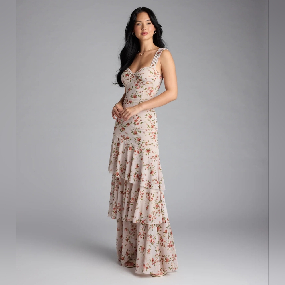 Corset Ruffled Mermaid Floral Dress